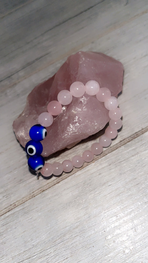 Rose quartz and evil eye - bracelet